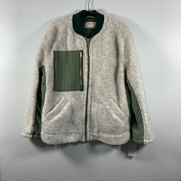 Free People Rivington Sherpa Olive Jacket Size M - Picture 2 of 8
